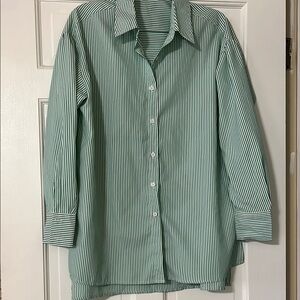 Green Striped Button Down Shirt